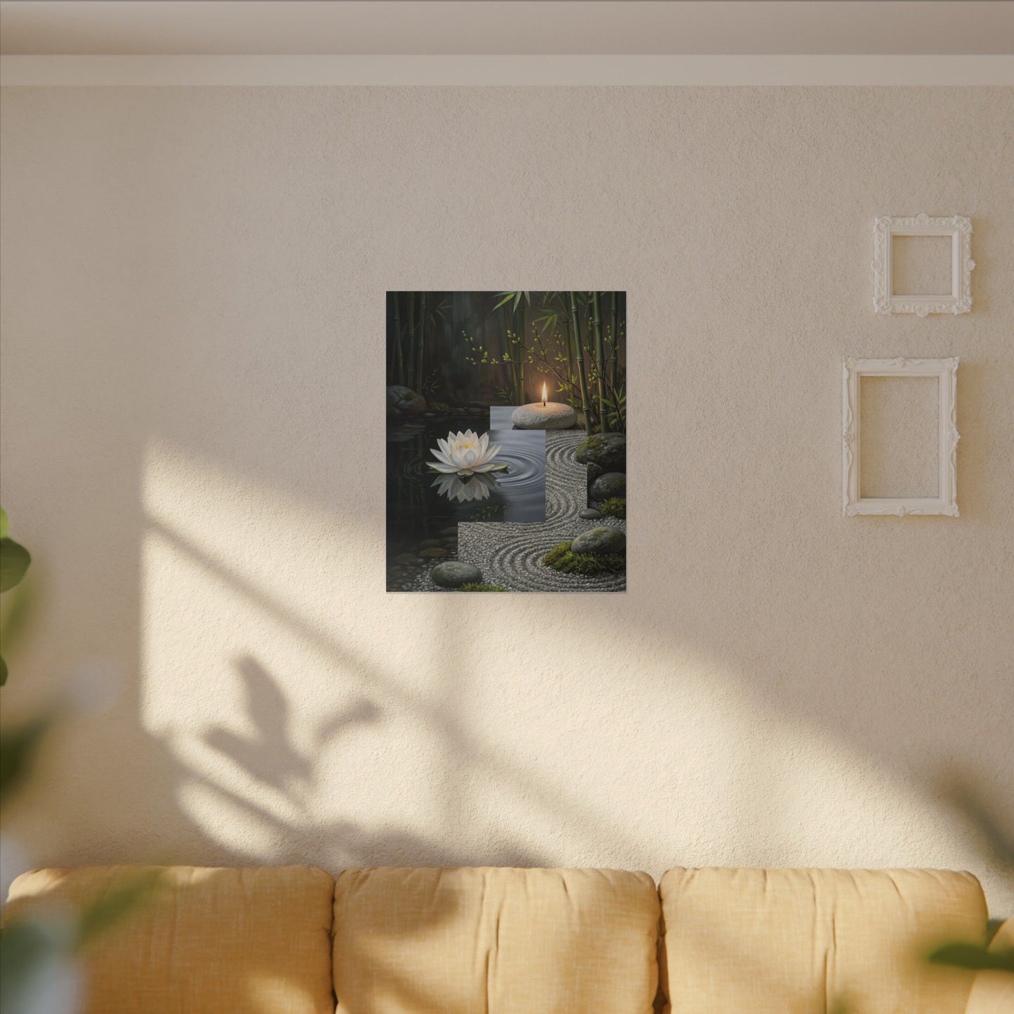 Candlelight Lotus Flower Canvas Art - Zen Kanso