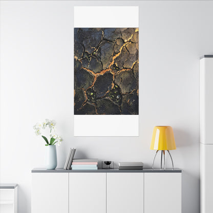 Cracked Earth Spring Canvas Art | Dark Japandi Atmospheric Design