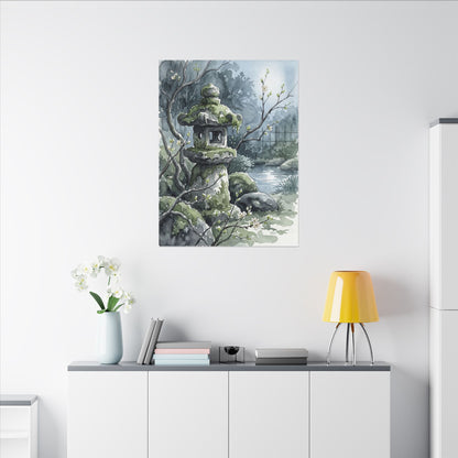 Moonlight Stone Lantern Canvas Art - Japandi Seijaku