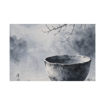 Seijaku Ceramic Bowl Canvas Art - Zen Sumi E