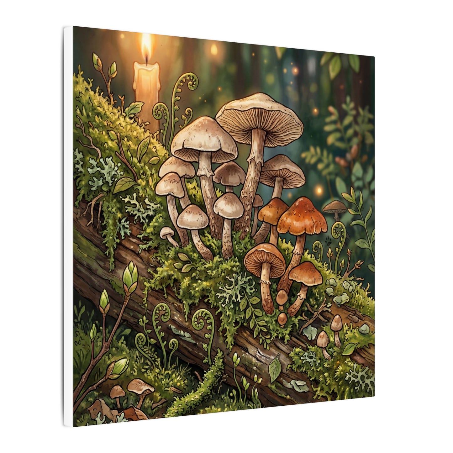 Spring Wild Mushrooms Herbarium Canvas Art | Rustic Decor