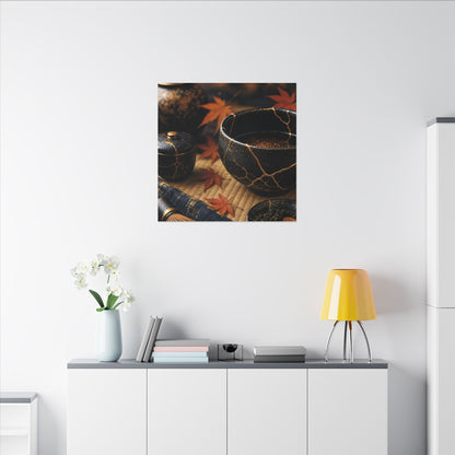 Seijaku Tea Ceremony Canvas Art - Kintsugi Gold Repair