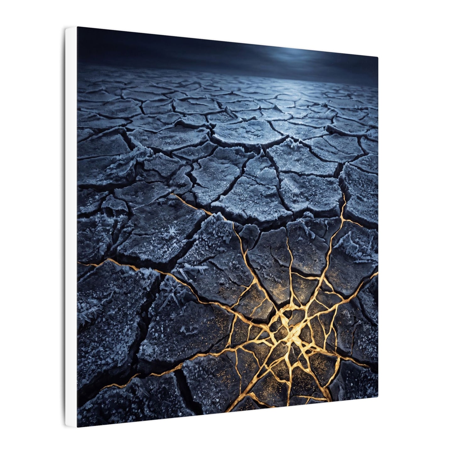 Moonlight Cracked Earth Canvas Art - Kintsugi Mono No Aware