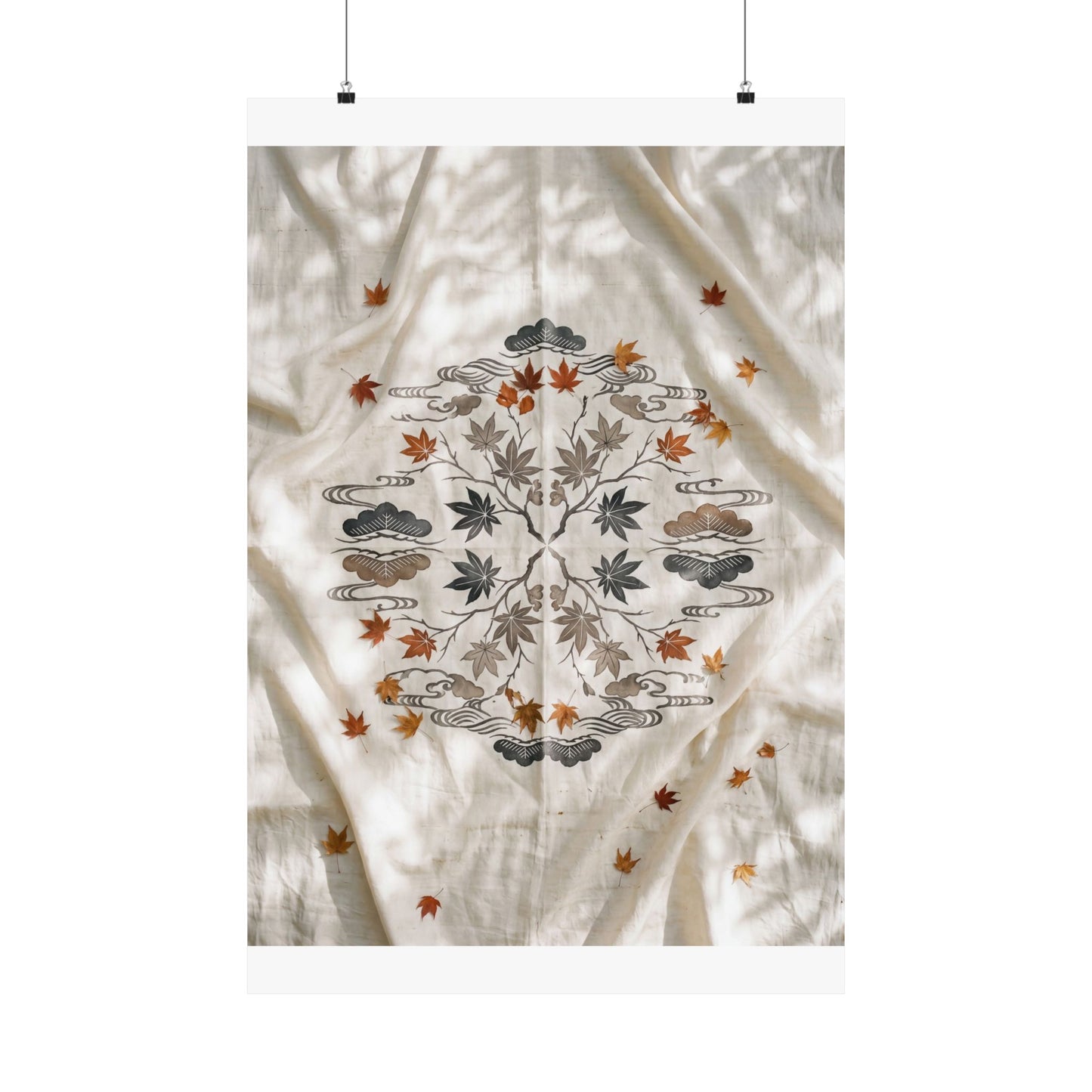 Warm Silk Drape Wall Art Print - Japanese Pattern Japandi