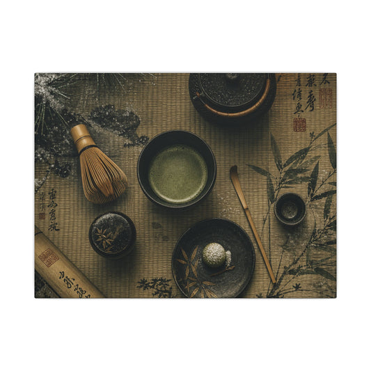 Tea Ceremony Canvas Art | Winter Zen Ukiyo E Inspired Art