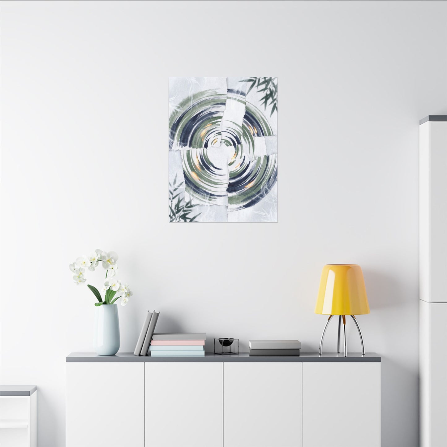 Winter Water Ripple Sumi E Canvas Art | Peaceful Decor