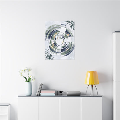 Winter Water Ripple Sumi E Canvas Art | Peaceful Decor