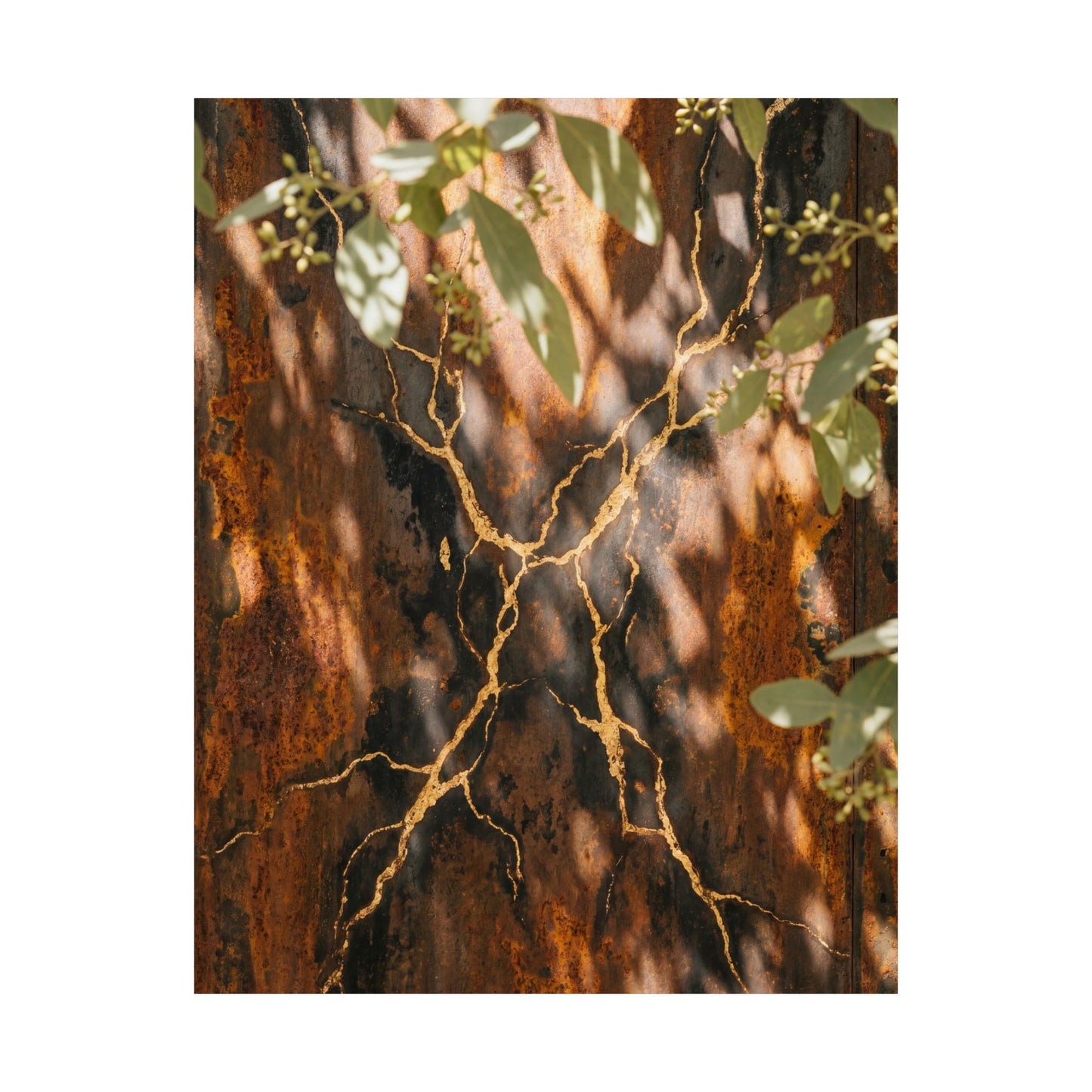 Rust Patina Gold Vein Wall Art Print | Artful Kintsugi Art