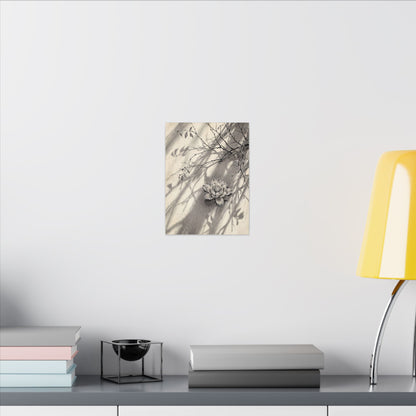 Winter Lotus Flower Sumi E Canvas Art | Contemplative Decor