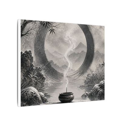 Incense Smoke Canvas Art | Winter Zen Sumi E Art