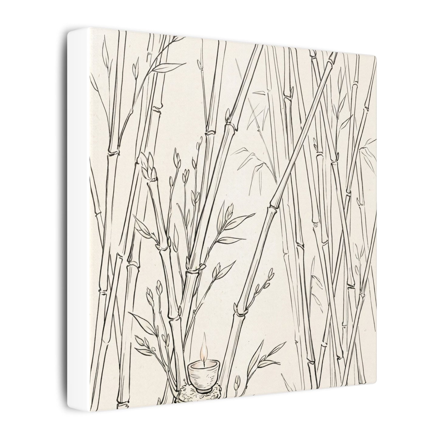 Candlelight Bamboo Grove Canvas Art - Japandi Fukinsei