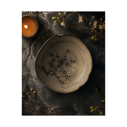 Neutral Ceramic Bowl Wall Art Print - Japanese Pattern Japandi
