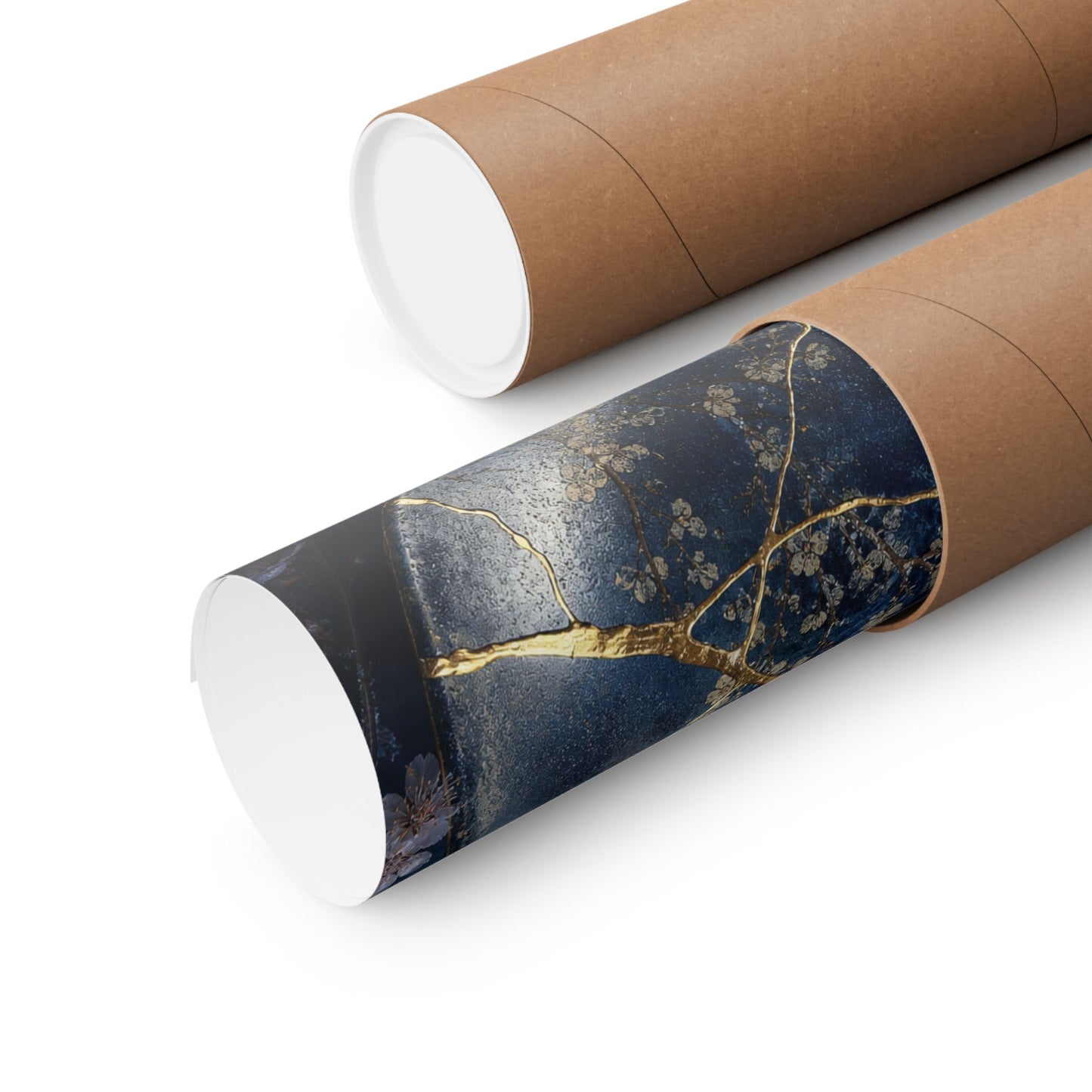 Kintsugi Cherry Blossom in Moonlight | Gold Repair Wall Art Print