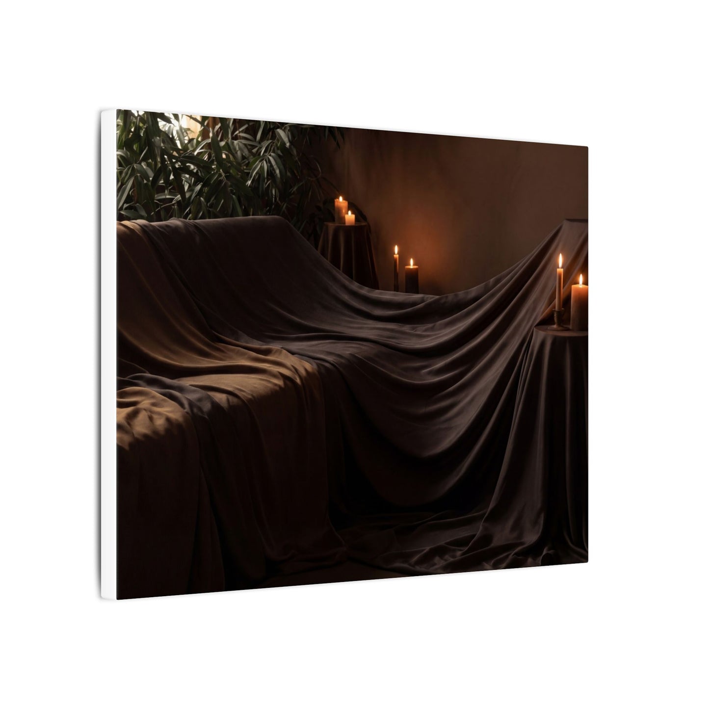 Candlelight Silk Drape Canvas Art - Dark Japandi Ma