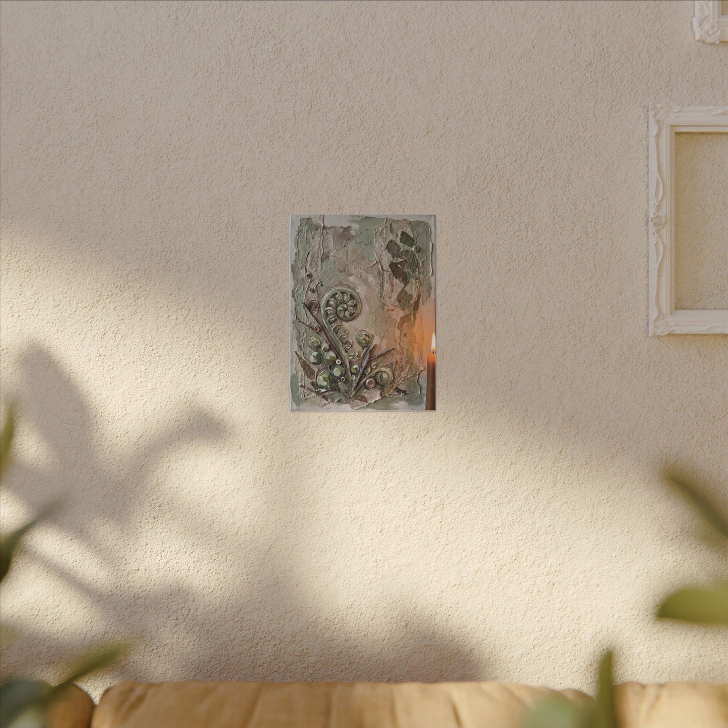 Datsuzoku Fern Unfurling Canvas Art - Japandi Texture