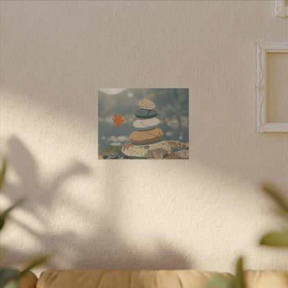 Warm River Stones Canvas Art - Japanese Pattern Japandi