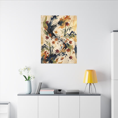 Golden Hour Ink Brushstroke Canvas Art - Zen Shibui