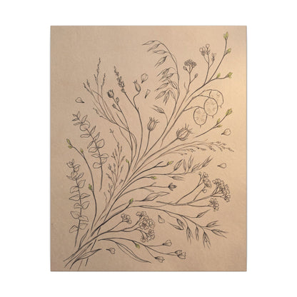 Dried Flowers Canvas Art | Spring Japandi Minimal Line Art