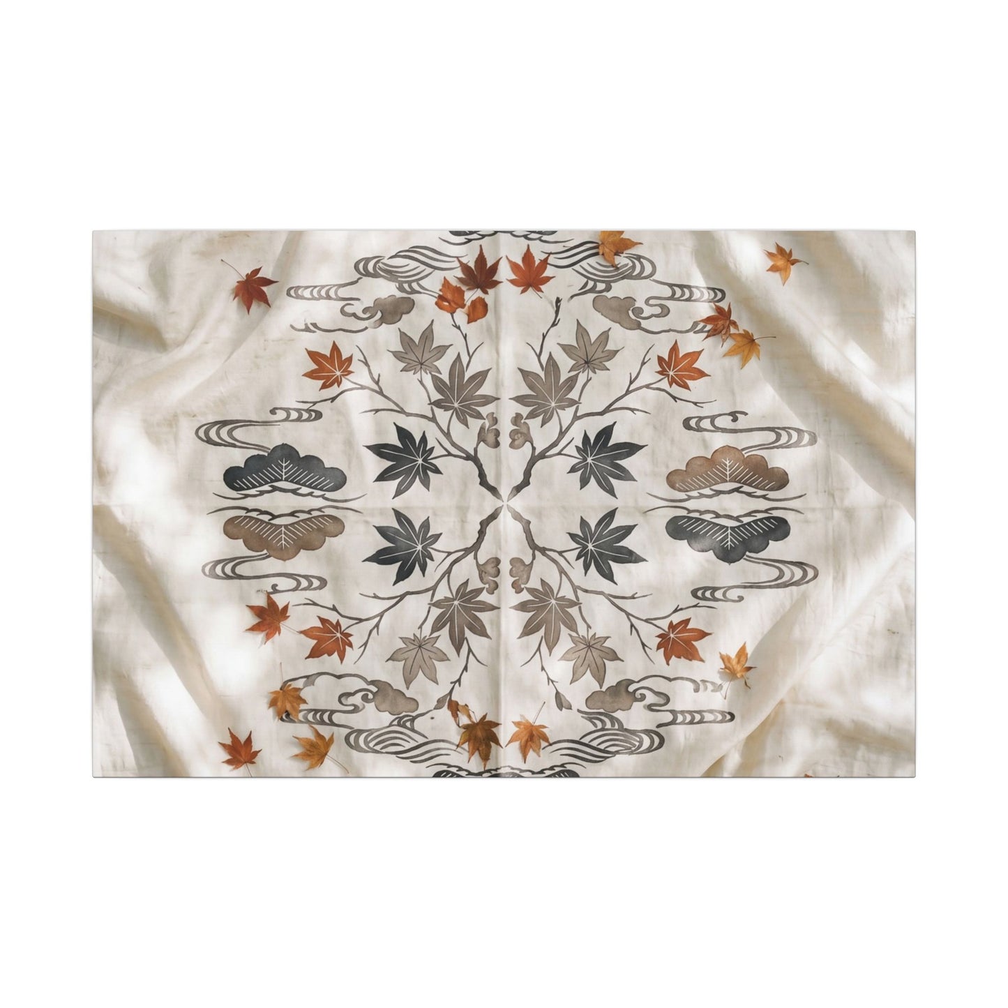 Elegant Silk Drape Canvas Art - Japanese Pattern Japandi