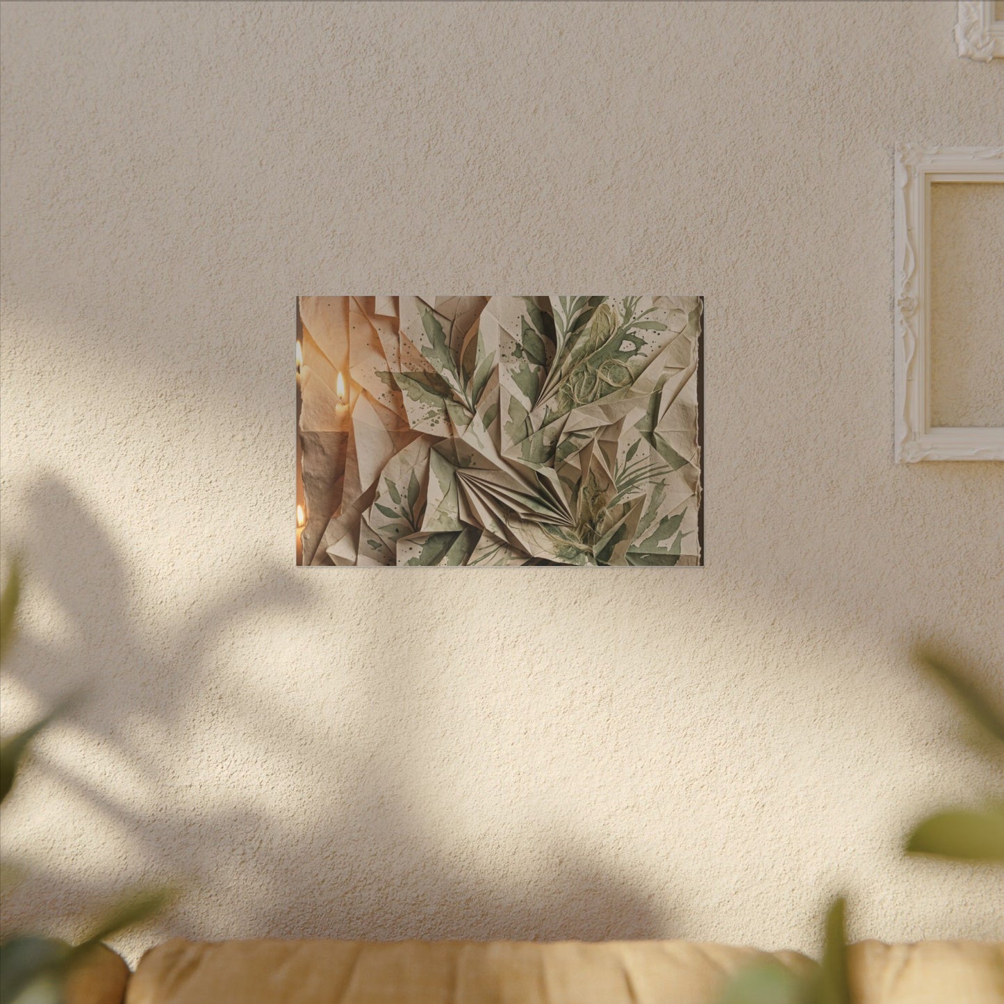 Japandi Paper Fold in Candlelight | Texture Canvas Art