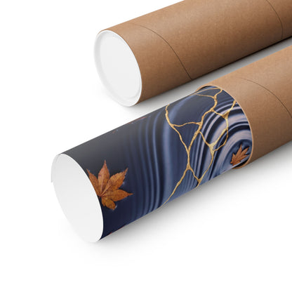 Water Ripple Autumn Wall Art Print | Kintsugi Healing Design