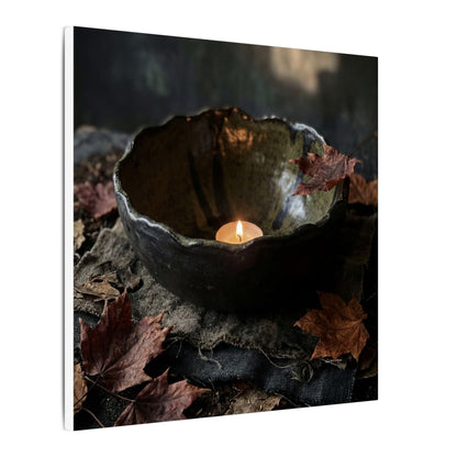 Candlelight Ceramic Bowl Canvas Art - Dark Japandi Kanso