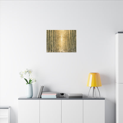 Bamboo Grove Winter Canvas Art | Japandi Elegant Design
