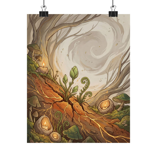 Earthy Cracked Earth Wall Art Print - Forest Whimsy Cottagecore