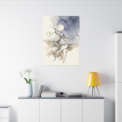 Moonlight Pine Tree Canvas Art - Japandi Ma