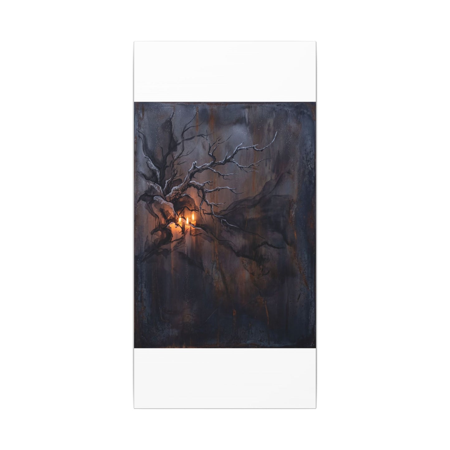 Winter Rust Patina Charcoal Ink Canvas Art | Atmospheric Decor