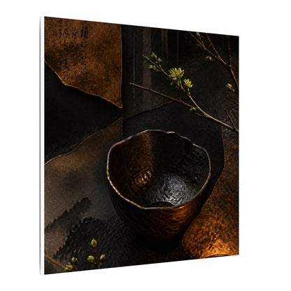 Atmospheric Ceramic Bowl Canvas Art - Shadow Zen Dark Japandi