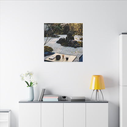 Zen Tea Ceremony in Golden Hour | Karesansui Canvas Art