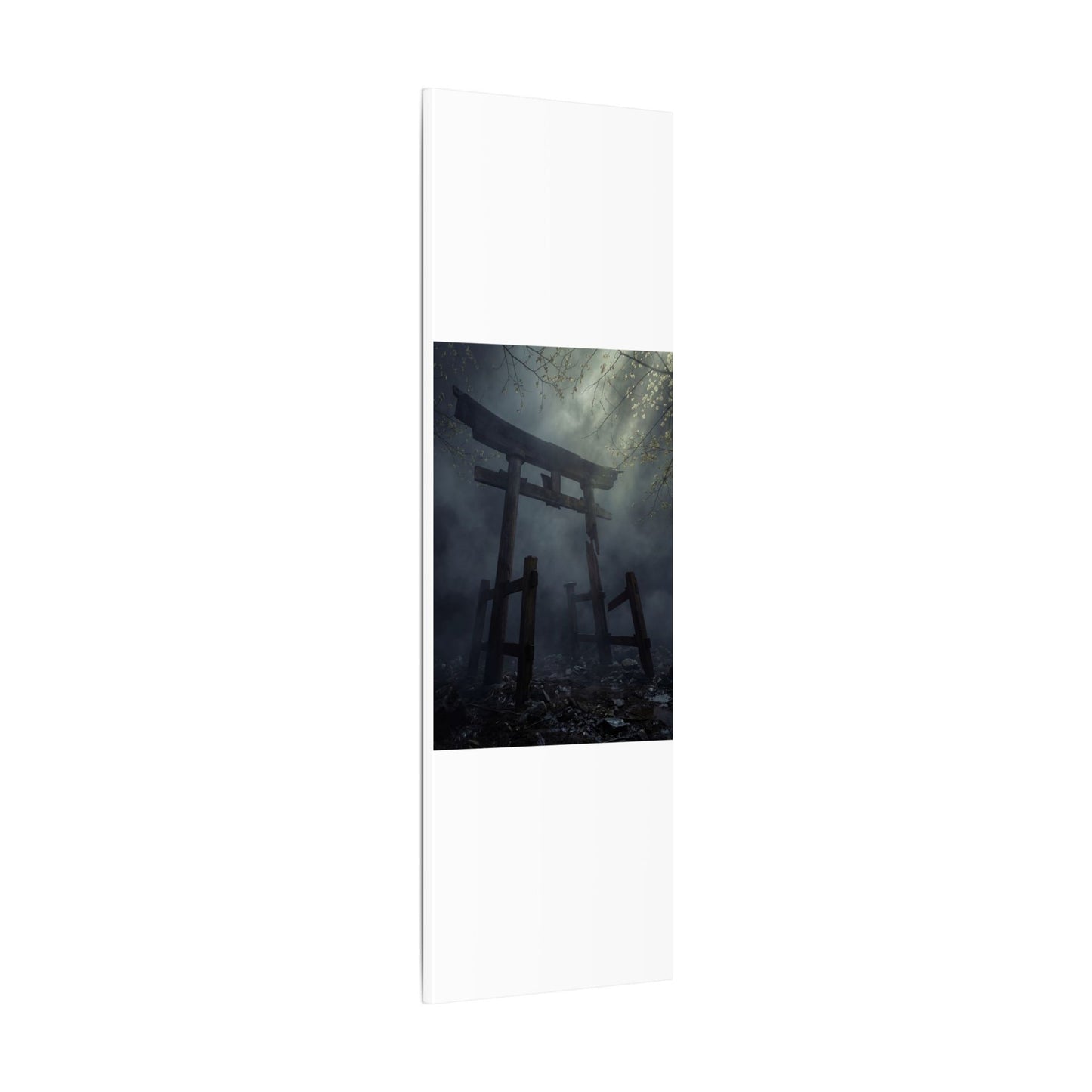Dark Japandi Torii Gate in Dappled | Moody Minimal Canvas Art