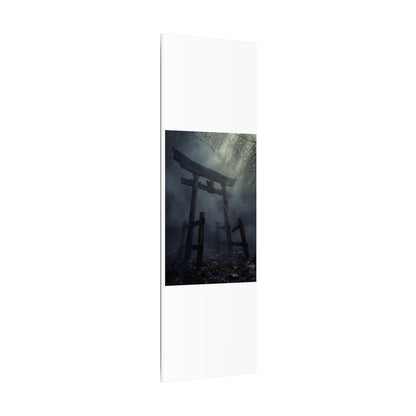 Dark Japandi Torii Gate in Dappled | Moody Minimal Canvas Art