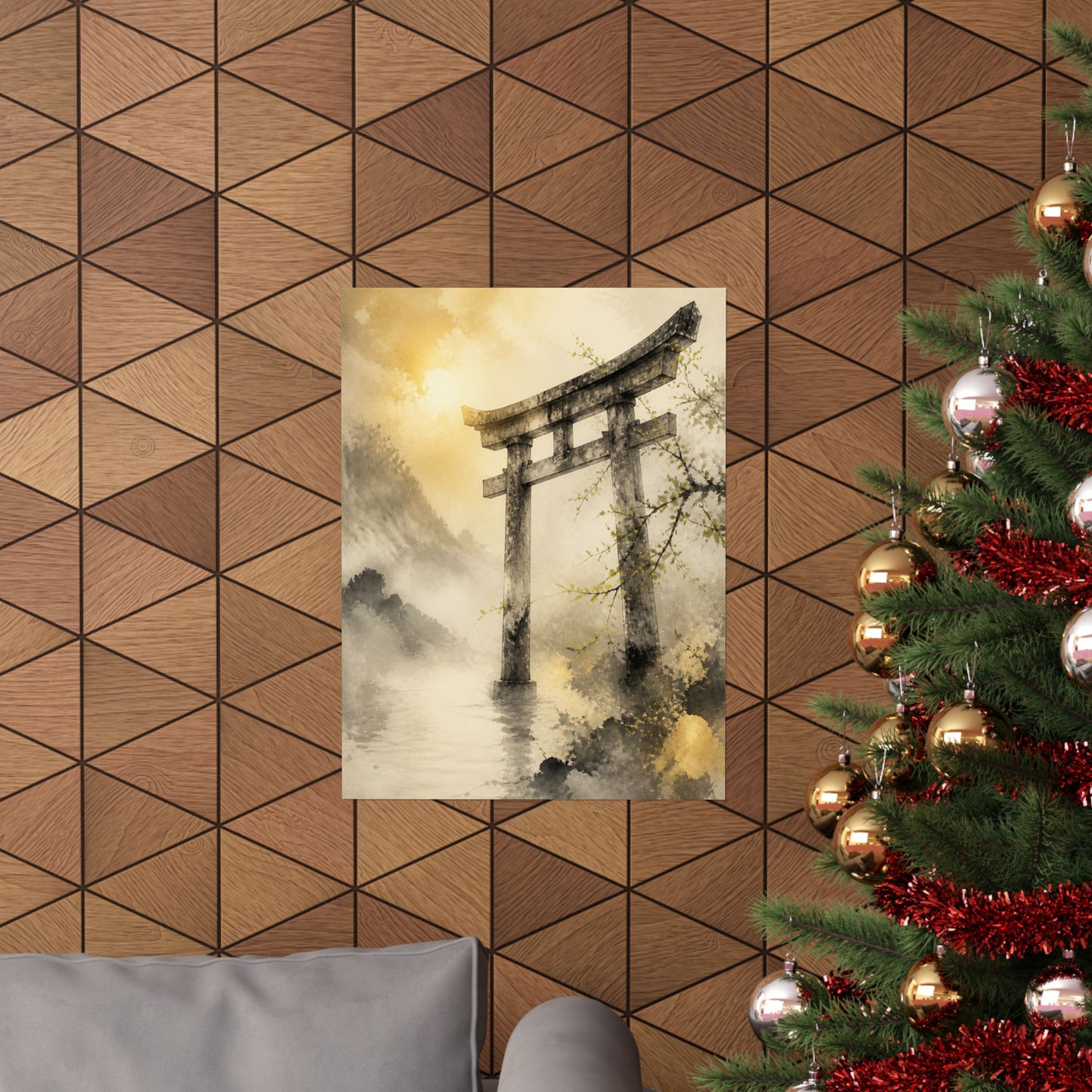 Torii Gate Wall Art Print | Spring Zen Sumi E Art