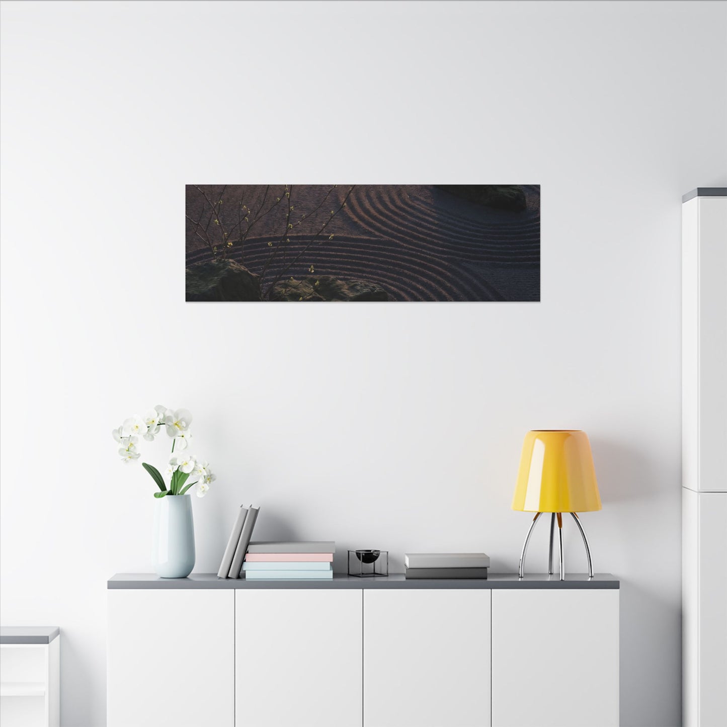 Spring Rock Garden Shadow Zen Canvas Art | Luxurious Decor