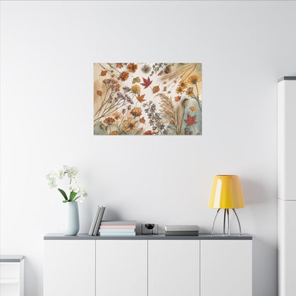 Dried Flowers Canvas Art | Autumn Japandi Watercolor Art