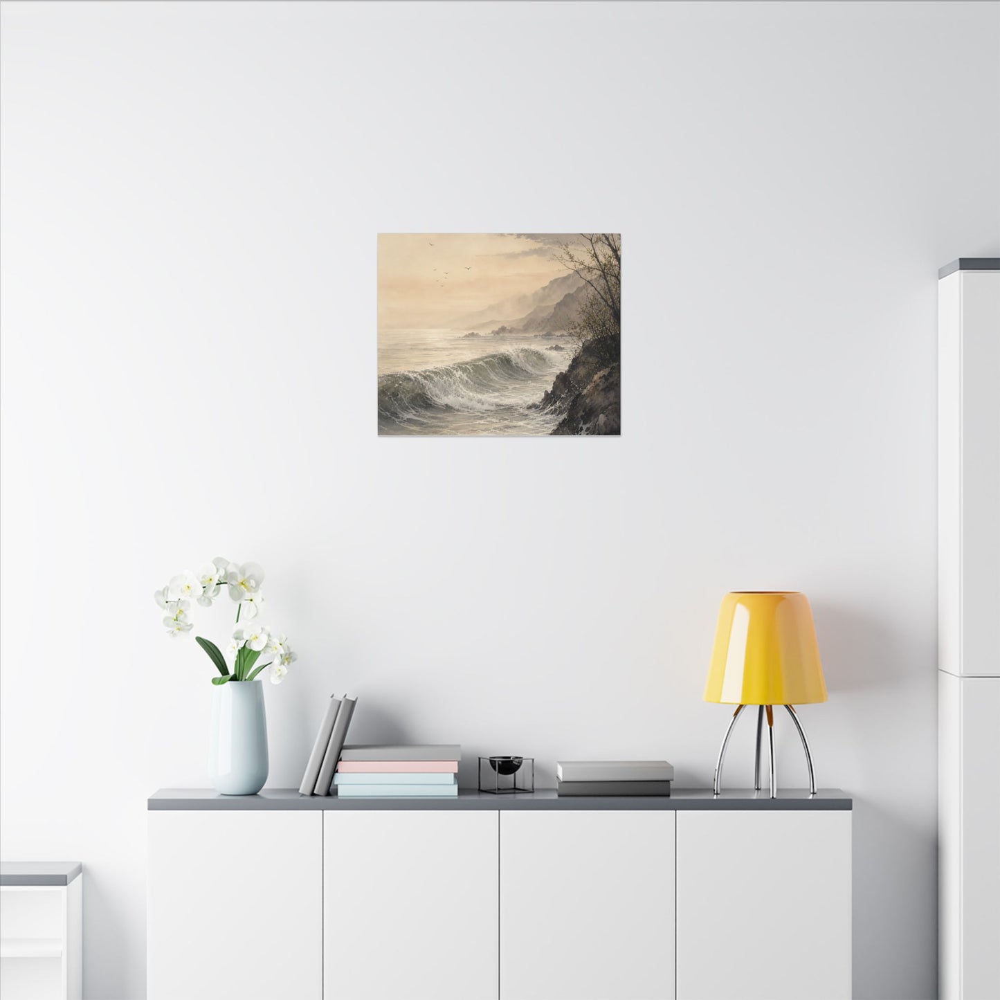 Ocean Wave Spring Canvas Art | Japandi Elegant Design