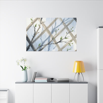 Shoji Screen Canvas Art | Spring Japandi Watercolor Art