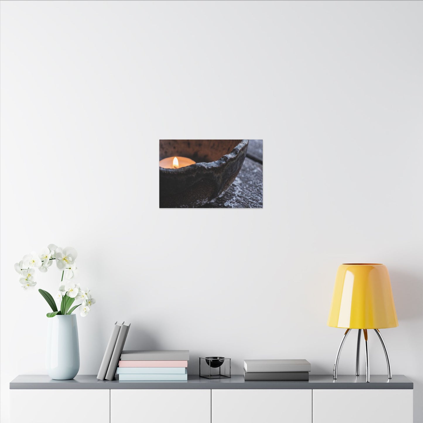 Atmospheric Ceramic Bowl Canvas Art - Moody Minimal Dark Japandi
