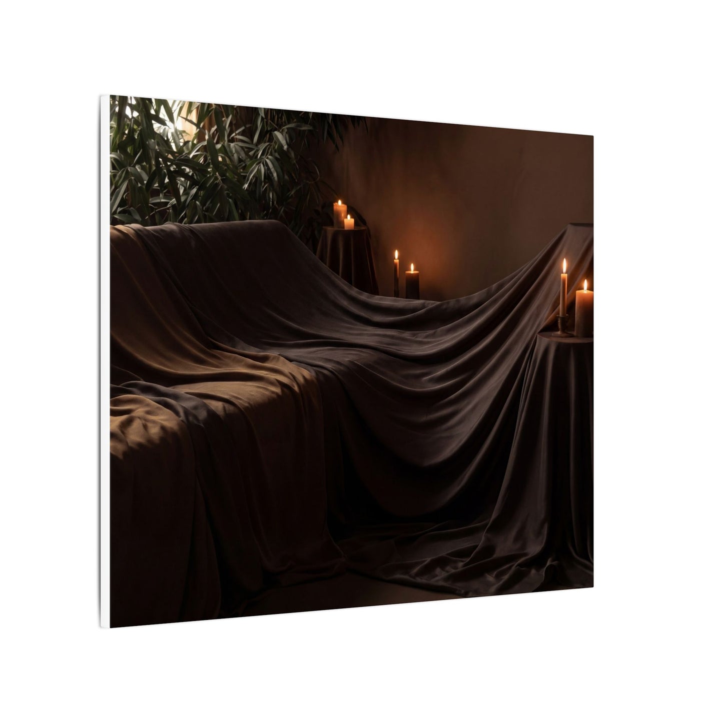 Candlelight Silk Drape Canvas Art - Dark Japandi Ma