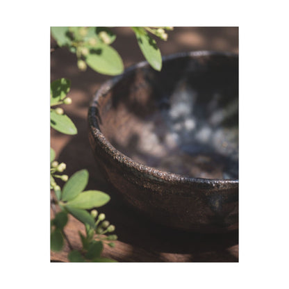 Ceramic Bowl Shadow Zen Canvas Art | Moody Dark Japandi Art