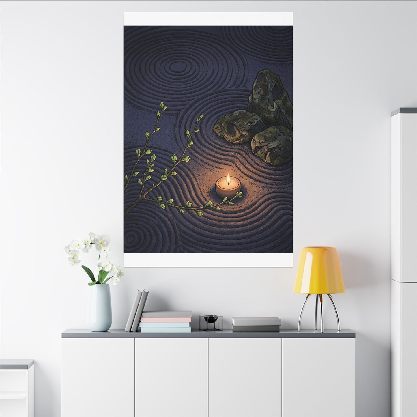 Mono No Aware Rock Garden Canvas Art - Zen Ukiyo E Inspired