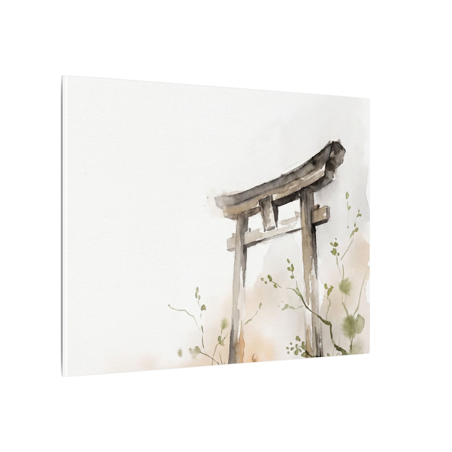 Fukinsei Torii Gate Canvas Art - Japandi Watercolor