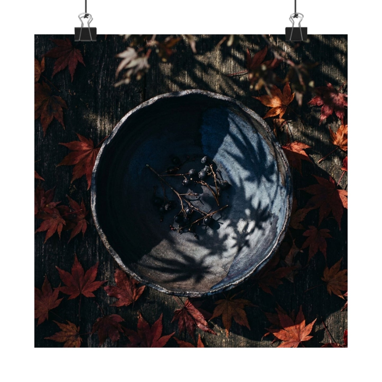 Kanso Ceramic Bowl Wall Art Print - Dark Japandi Shadow Zen