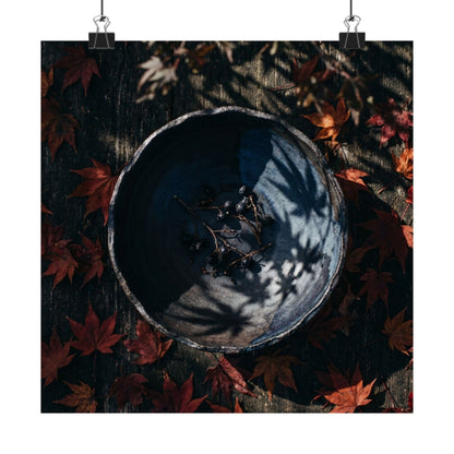 Kanso Ceramic Bowl Wall Art Print - Dark Japandi Shadow Zen