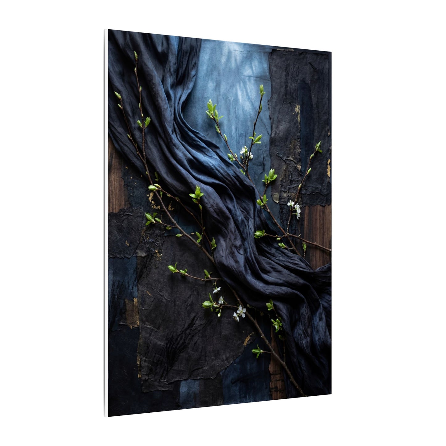 Spring Silk Drape Dark Texture Canvas Art | Atmospheric Decor