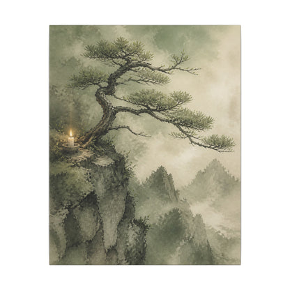 Candlelight Pine Tree Canvas Art - Japandi Kanso