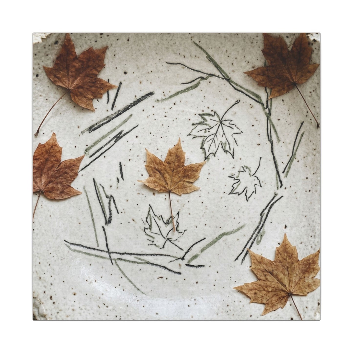 Ceramic Bowl Autumn Canvas Art | Japandi Elegant Design