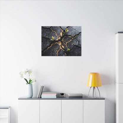 Ma Cracked Earth Canvas Art - Dark Japandi Charcoal Ink